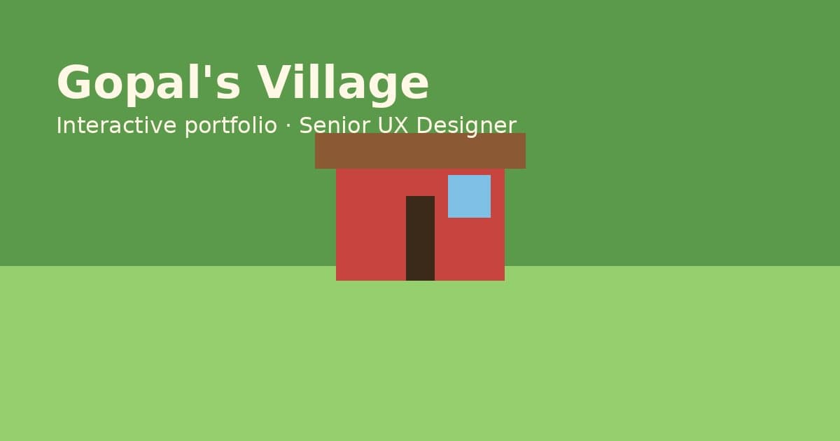 Preview of Gopal's Village, an interactive pixel-village portfolio